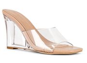 Tony Bianco Alessi Clear Wedge Sandal SIZE 6.5 Clear Vinylite Square Toe NEW