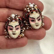 Chinese masquerade  opera mask earrings