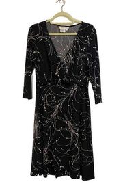 Maggy London Black Surplice Midi Faux Wrap Dress Sz 14P