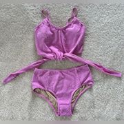 Kortni Jeane textured orchid daisy tied up top with matching bottoms size small