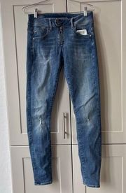 Gstar Raw Lynn Mid Waist Super Skinny Jeans Medium Blue 28 XS Designer