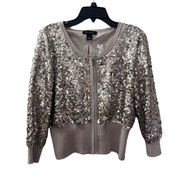 White House Black Market 3/4 Sleeves
Sequined Metallic Sweater Jacket Large