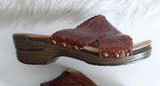 Dansko Mila Woven Brown Leather Open Toe Sandal Slides Platform Size 39