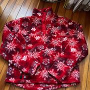 Vintage L.L. Bean Red Snowflake Fleece Sz S