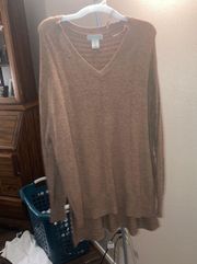 Burnt Orange Confetti V Neck Oversized Sweater, Small