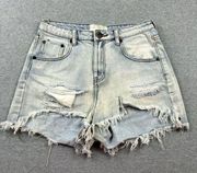 One Teaspoon Jean Shorts Womens Size 27 Light Wash Distressed Legend Short Boho