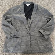 Old Navy Women's Houndstooth Plaid Blazer Size 2X Jacket Black White Pockets