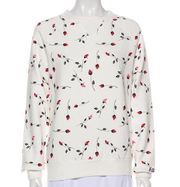 Adam Selman Sport Floral Crew Sweatshirt White Rose XS