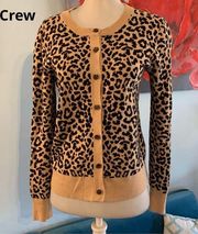 JCrew XS X-Small Leopard Re-Imagined Cardigan Sweater EUC Cotton Mob Wife