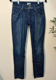 Hudson dark wash double button straight‎ leg jeans size 26