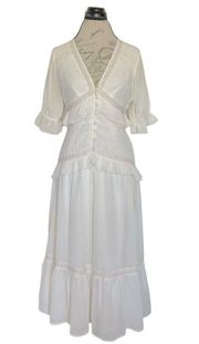 DESIGN Womens Dress button lace tiered midi Cottagecore Size 4 Graduation
