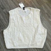 H&M Divided off white cable knit sweater vest size large NWT ⭐️new⭐️