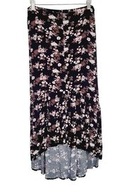 Knox Rose Womens Bohemian Floral High Low Midi Skirt Size Medium