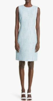 💕ST JOHN💕 Sequin Tweed Knit Sheath Dress ~ Aqua 14 NWOT