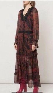 NWT COACH Boho Maxi Dress Floral Studded SZ 0