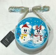 Loungefly X Disney Crossbody Bag Snowman Mickey & Minnie Mouse Snow Globe New