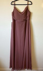 NEW Azazie Daenerys A-Line Cowl Chiffon Floor Length Dress in Amethyst A16