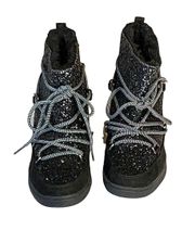 NEW Black Glitter Winter Ankle Boots