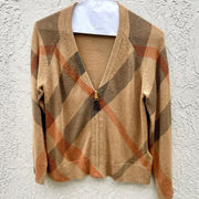 Burberry Brit Long Sleeve Merino Wool Blend Cardigan Sweater Brown Women's M