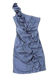 Hailey Logan by Adrianna Papell One Shoulder Ruffled Lined Dress Periwinkle Purp