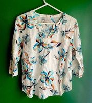 Van Heusen Linen Tropical Cruise Top Blouse EUC! Size Medium