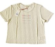 LoveShackFancy relaxed fit Calix tee in cream with multicolor “Dallas” print