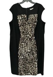 Dressbarn Animal Print Sheath Dress Size 18 Black Cheetah Print Sleeveless NWT