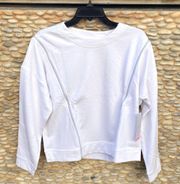 Lucky in Love White ZIPS ARE SEALED Sweatshirt/Jacket. Size Small. NWT