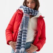 Pistol Gwen blue/coral houndstooth Gwen fring scarf 22x52