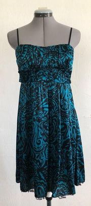 RUBY ROX Womens Dress Size Small Juniors Lined Taffeta Trim Lining Black & Teal