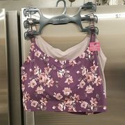 💕VINCE CAMUTO💕 Bralettes (2 Pack) ~ Purple Floral & Lavender Solid Large L NWT