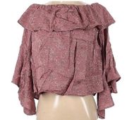 Maven West Mauve Embroidered Off the Shoulder Boho Blouse Women’s Small