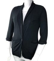 Joie Womens Size L Neville Blazer Jacket  Shawl Collar Knit 3/4 Sleeves Black