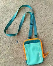 Easy Access Zip Around Pockets Green Orange Crossbody Bag