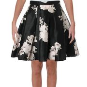 Black And White Floral Skater Skirt