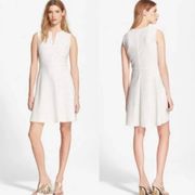 Tory Burch Sz L White Chevron Mesh Fit and Flare Dress Sleeveless