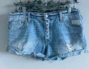 Levi’s  501 Jean Womens 31 High Rise Button Fly raw hem Ripped shorts