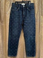 Current/Elliot The Vintage Studded Slim Crop Jeans In Night Rider Size 26