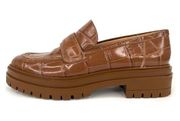 Gianvito Rossi Argo Lug Sole Croc Embossed Leather Penny Loafers Size EU 40.5