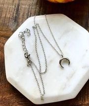 Silver Horn Necklace Crescent Moon Dainty Layer Jewelry Moon Boho Summer NEW