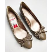 Joan & David Circa Luxe • Bow Taupe Wedge Heels