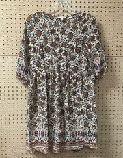 Gianni Bini floral paisley print boho peasant tunic blouse shirt