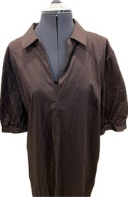 Chicos Size 4 Shirt Dress Brown