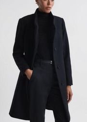 REISS Mia Wool Blend Coat in Black Size 2