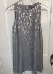 Michael Stars Silk Gray Silver Metallic Sequin Shift Sleeveless Dress Sz S