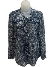 NYDJ Navy Sheer Button Down Shirt