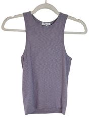 Rag & Bone Purple Ribbed Knit High Neck Cotton Modal Tank Top