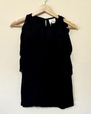 Kate Spade Womens Tank Size 0 Black Ruffle Viscose Designer Basic NWT $178