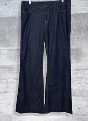 Express X2 Wide Leg Dark Wash Blue Jeans Womens 12 Low Rise (M 35X29) Y2K Boho