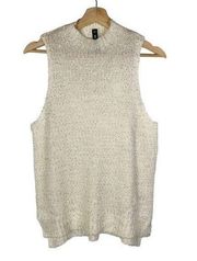 Lord & Taylor Design Lab White Metallic Sleeveless Sweater M